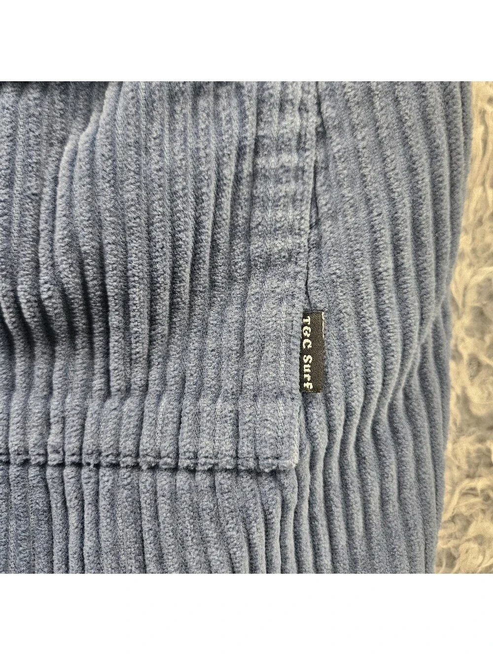 T&C Surf Designs Corduroy Shorts Men 34x7 Blue Cotton Beach Retro Yin & Yang